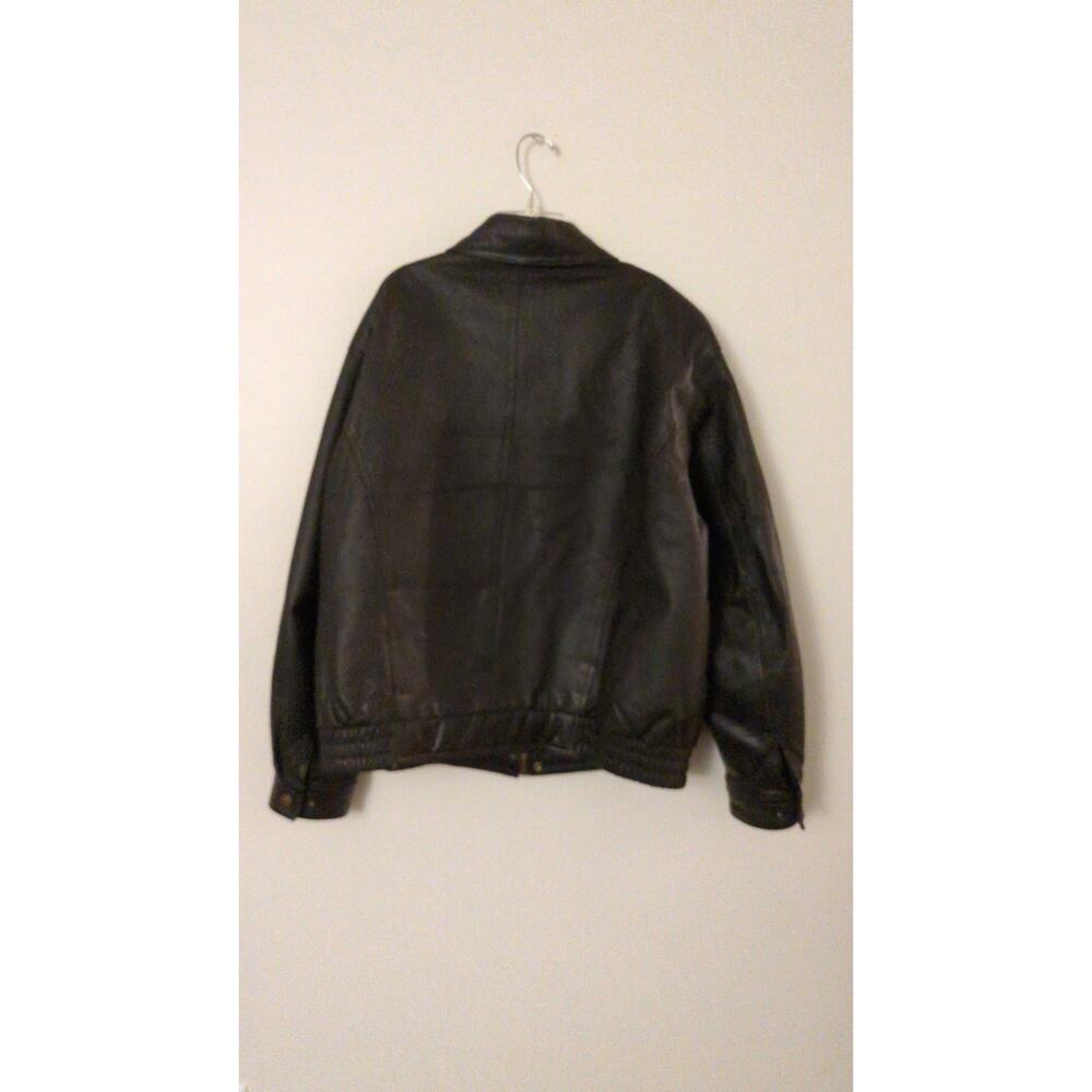 Vintage Mens Dark Brown Genuine Leather Bomber Jacket Members Only Large, Zip Up - Picture 4 of 10